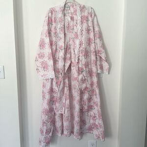 Laura Ashley Floral 2Pc Robe & PJ Bottoms Set XL